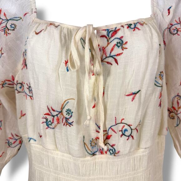 Anthropologie Dress Womens Medium Petite Boho Cottage Embroidered Floral Tiered - Picture 3 of 12
